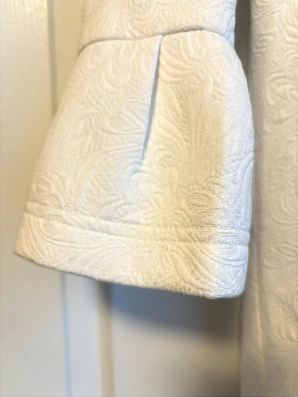 Grace Elements White Embossed Button-Front Trench Coat